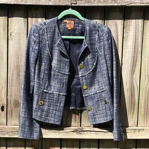 Tory Burch navy tweed blazer